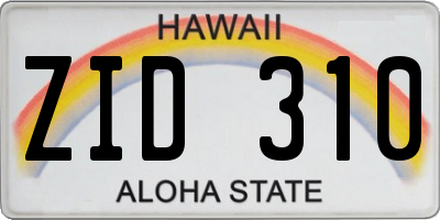 HI license plate ZID310