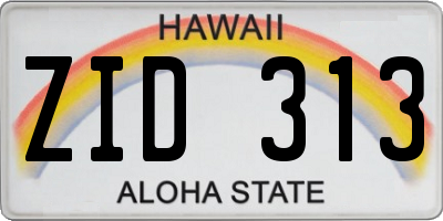 HI license plate ZID313
