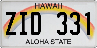 HI license plate ZID331