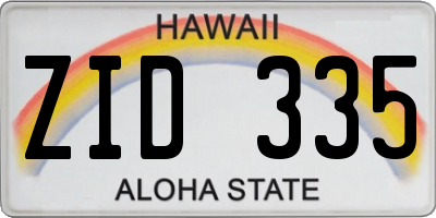 HI license plate ZID335