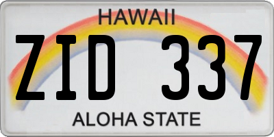 HI license plate ZID337