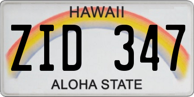 HI license plate ZID347