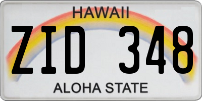 HI license plate ZID348