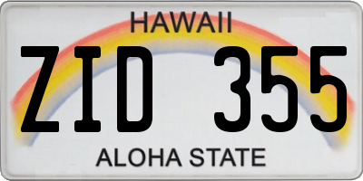 HI license plate ZID355
