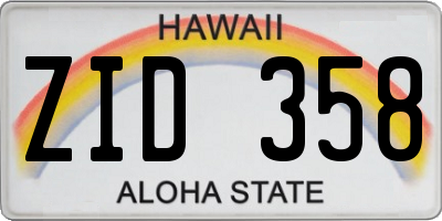 HI license plate ZID358