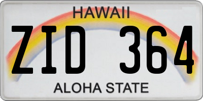 HI license plate ZID364