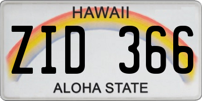 HI license plate ZID366