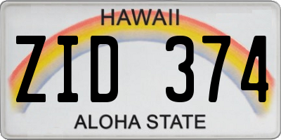 HI license plate ZID374