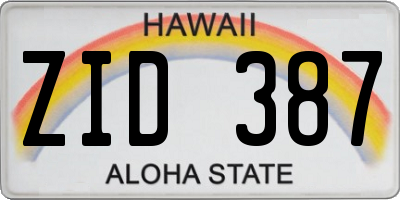 HI license plate ZID387