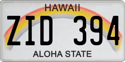 HI license plate ZID394