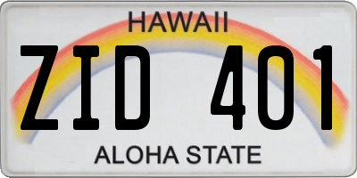 HI license plate ZID401