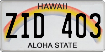 HI license plate ZID403