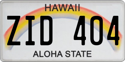 HI license plate ZID404