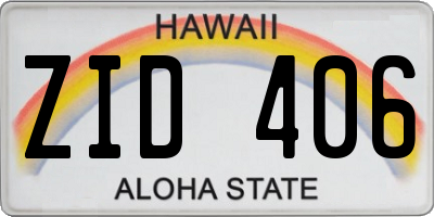 HI license plate ZID406