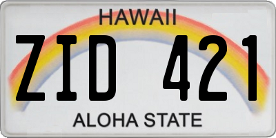 HI license plate ZID421