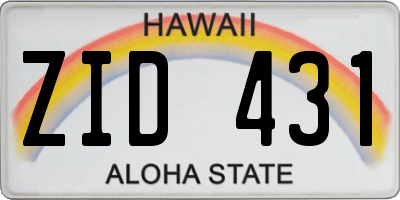 HI license plate ZID431