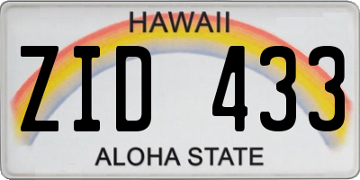 HI license plate ZID433