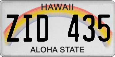 HI license plate ZID435