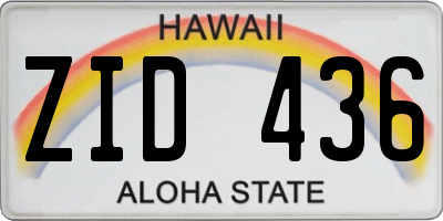 HI license plate ZID436