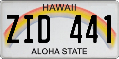 HI license plate ZID441