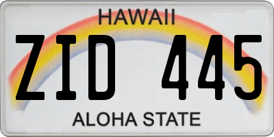 HI license plate ZID445