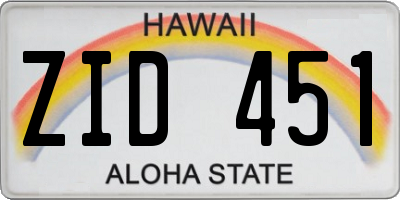HI license plate ZID451
