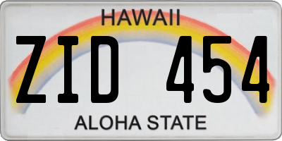 HI license plate ZID454