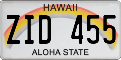 HI license plate ZID455