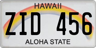 HI license plate ZID456