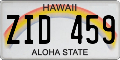 HI license plate ZID459