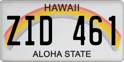 HI license plate ZID461