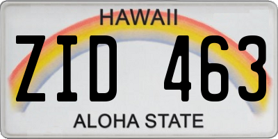 HI license plate ZID463