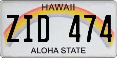 HI license plate ZID474