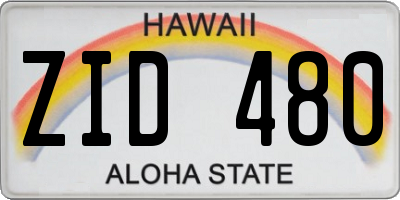 HI license plate ZID480