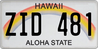 HI license plate ZID481