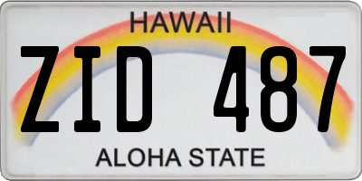 HI license plate ZID487