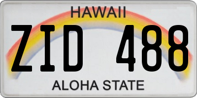 HI license plate ZID488