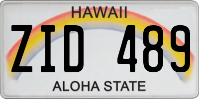 HI license plate ZID489