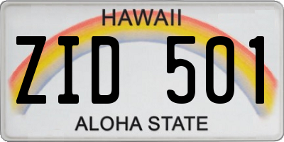 HI license plate ZID501