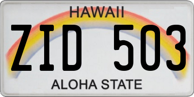 HI license plate ZID503