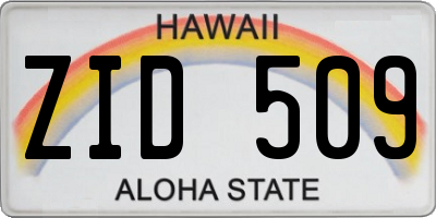 HI license plate ZID509