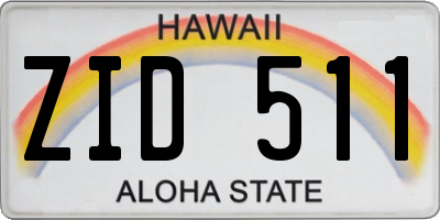 HI license plate ZID511