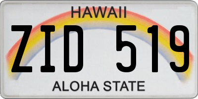 HI license plate ZID519