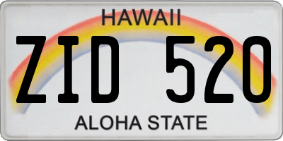 HI license plate ZID520