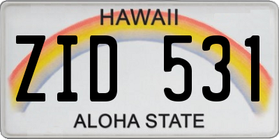 HI license plate ZID531