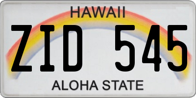 HI license plate ZID545