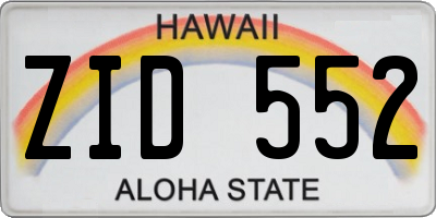 HI license plate ZID552