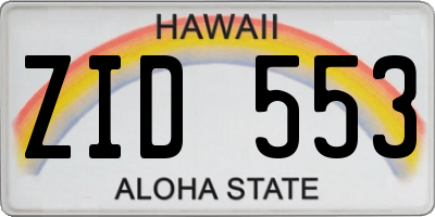 HI license plate ZID553
