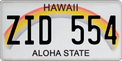 HI license plate ZID554