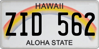 HI license plate ZID562